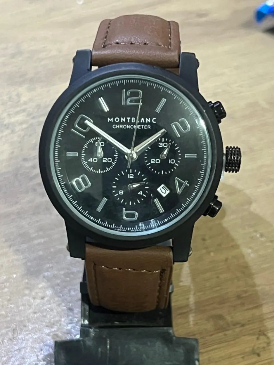 Relógio de Pulso Mont Blanc Cronógrafo com pulseira em couro