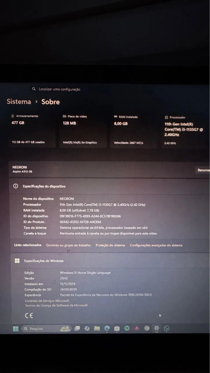 Vendo notebook Acer  - está com problema no cabo flat - Foto 3
