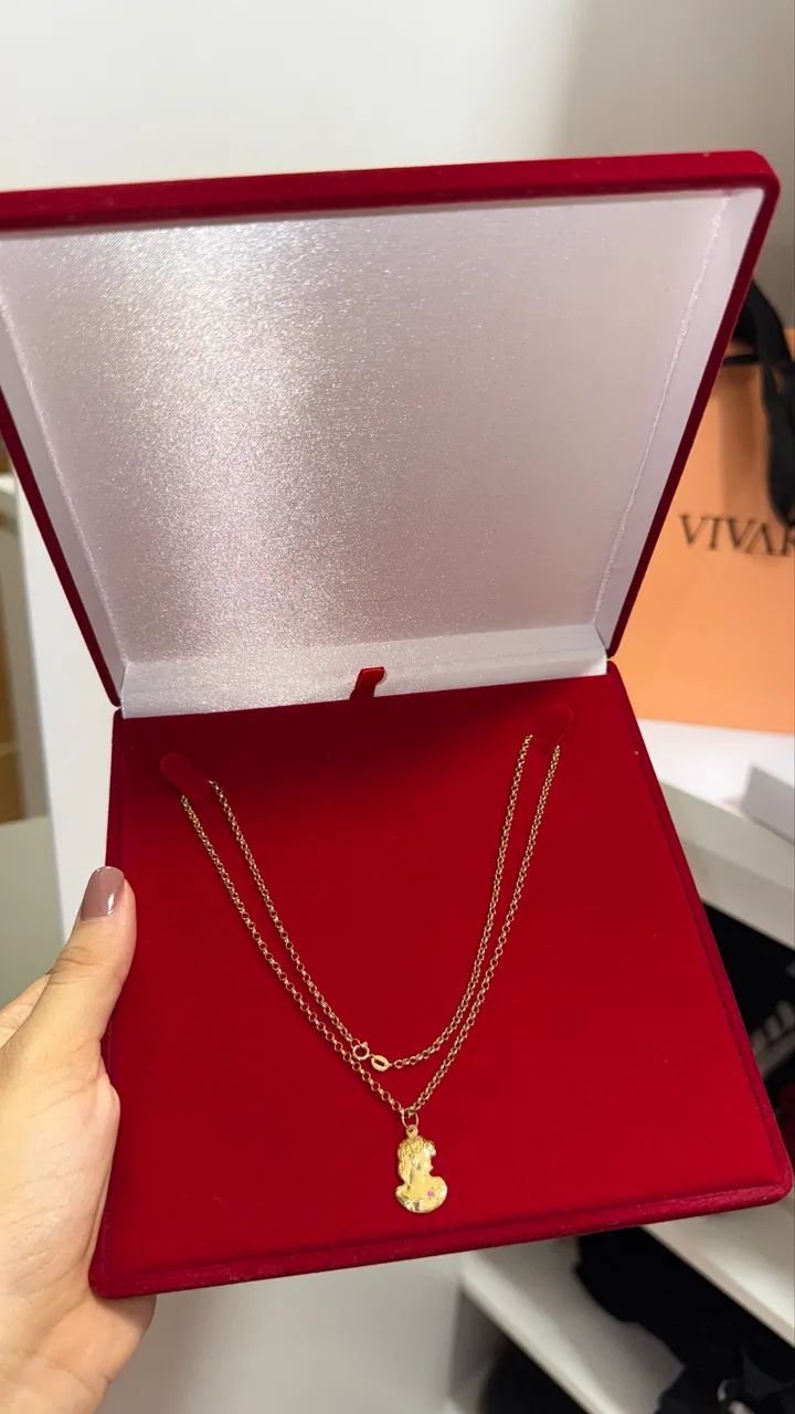 Colar de ouro 18k com pingente - 45 cm  - Foto 2