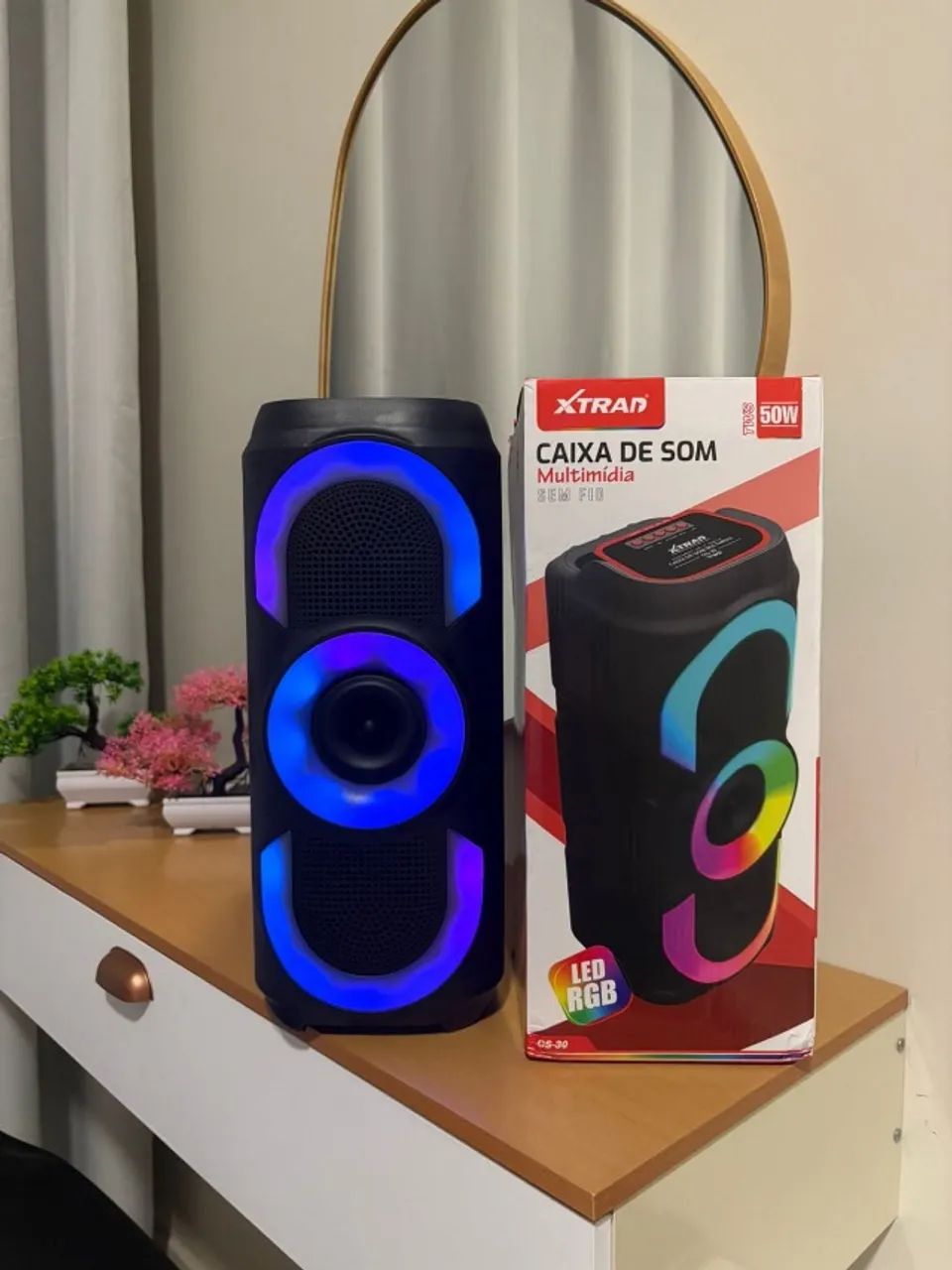 Caixa de Som Portátil Bluetooth 50W com LED RGB e TWS - Foto 4