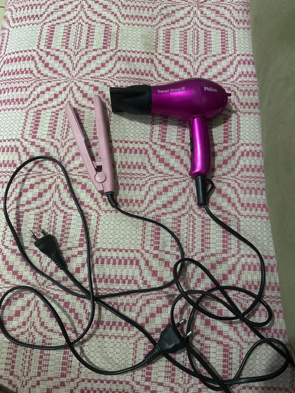 Mini prancha e mini secador