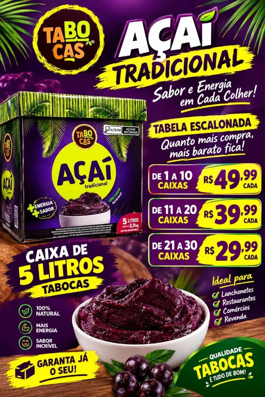 Caixa de açaí de 5 litros 