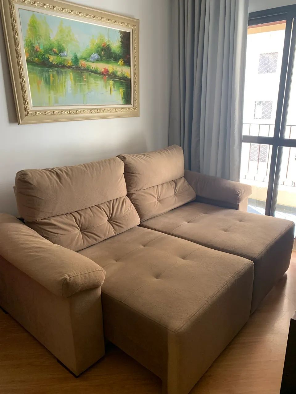 Sofá retrátil e reclinável de suede  - Foto 2