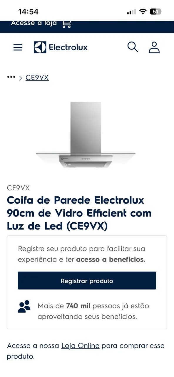 Coifa de Parede Eletrolux zero