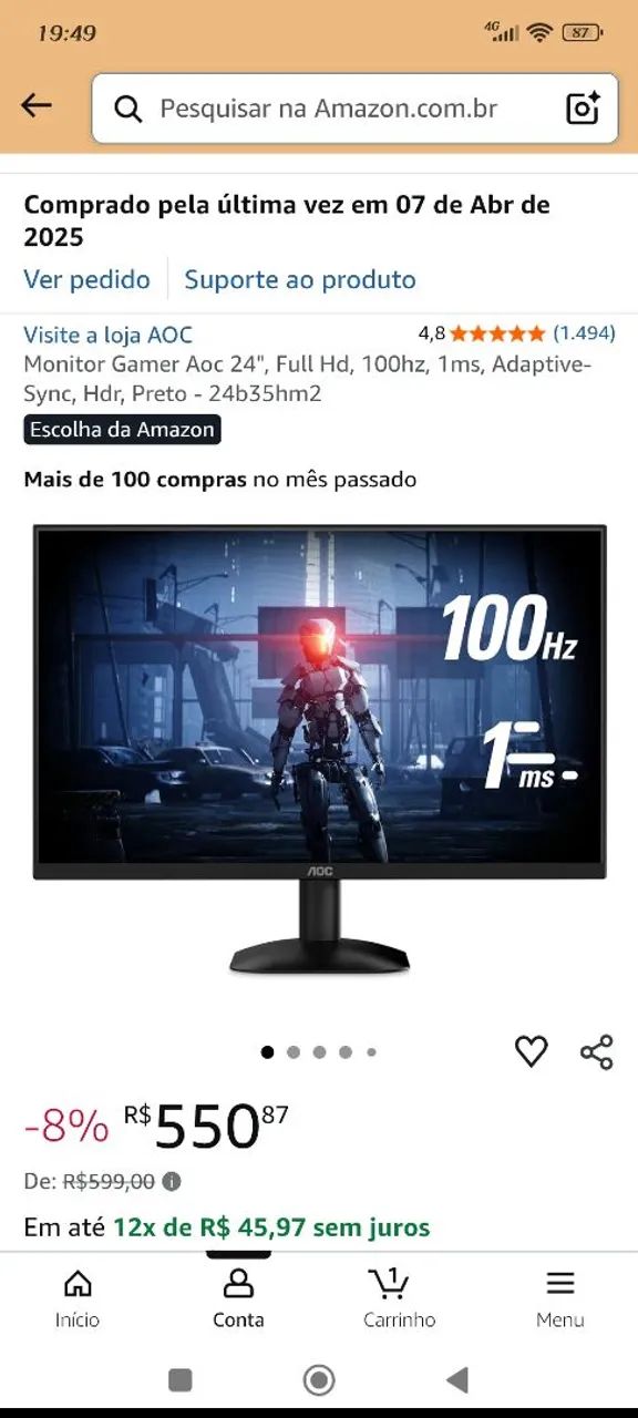Monitor gamer 24" 1ms - Foto 2