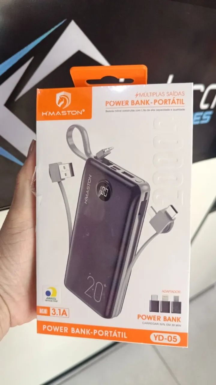 Carregador Portátil Turbo Power Bank 20000mah - Hmaston YD-05 - Loja Coimbra Entregamos