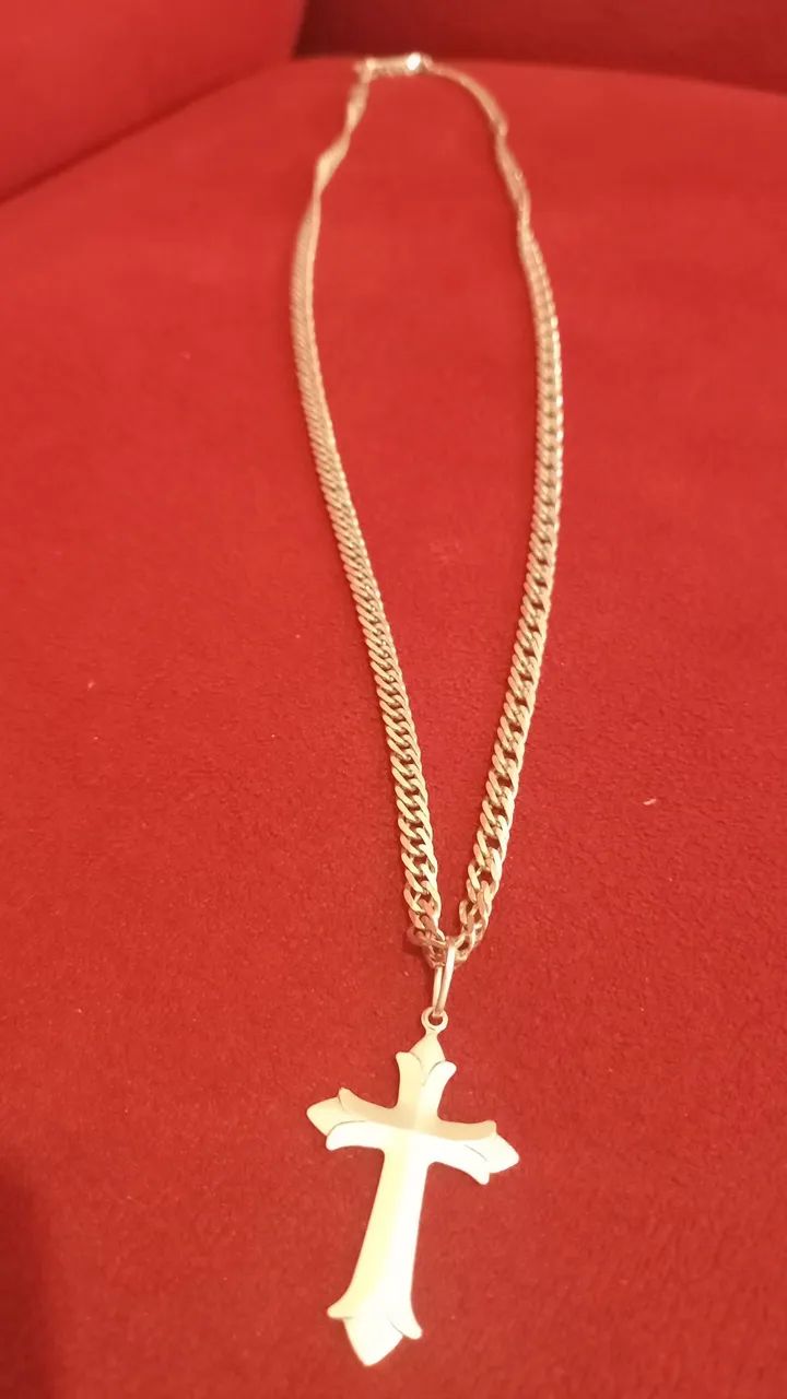 Cordão elo duplo maciço 925 70 centímetros 4 mm - Foto 3
