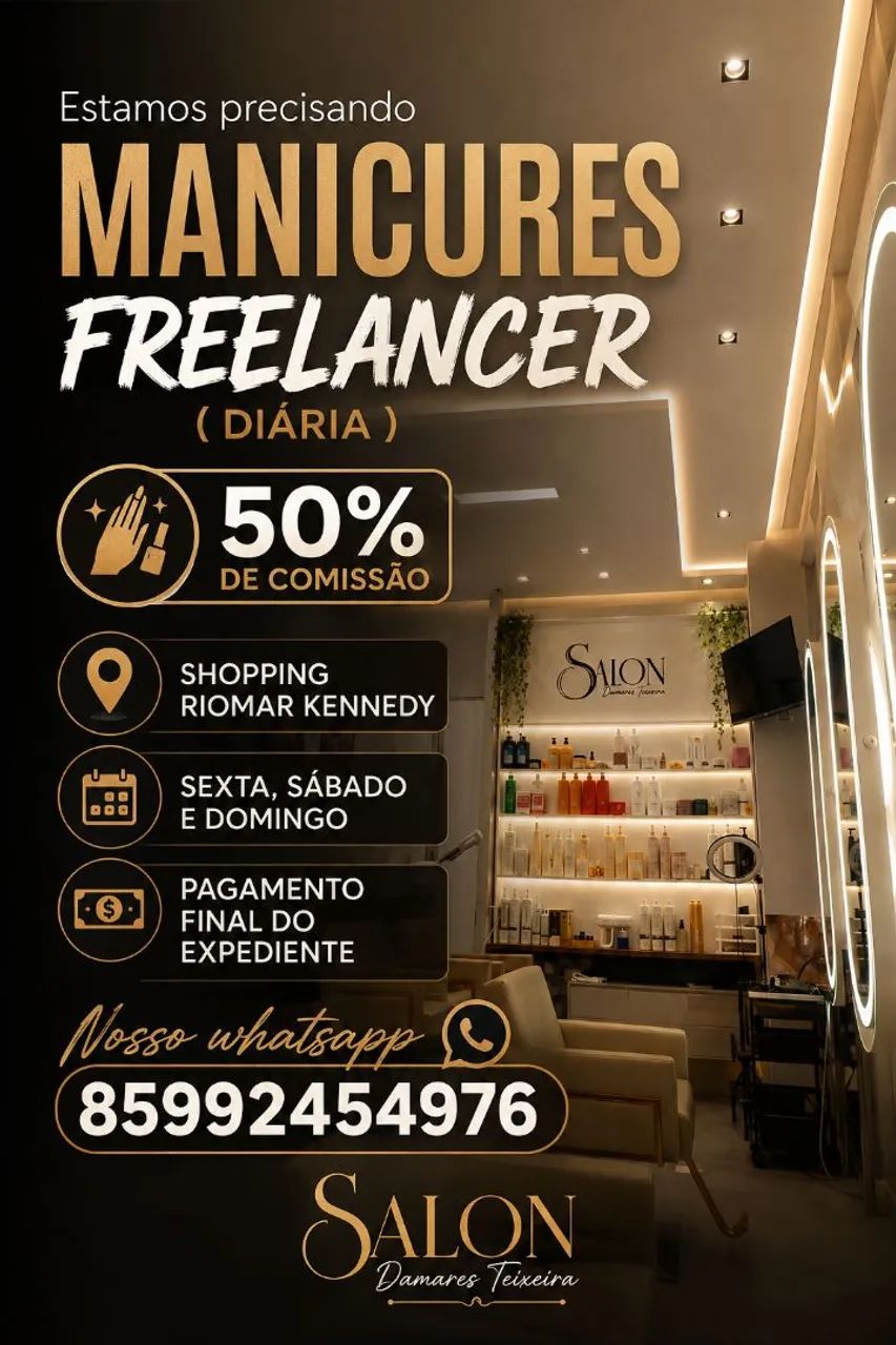 ESTAMOS PRECISANDO DE MANICURE FREELANCER 