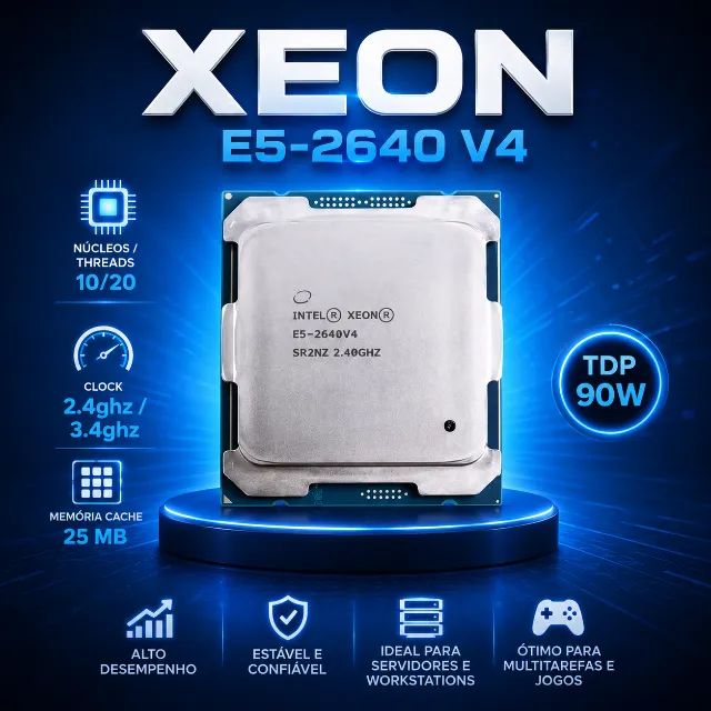 Xeon 2630 V4 10/20 + Pasta Térmica - Turbo Boost vPro