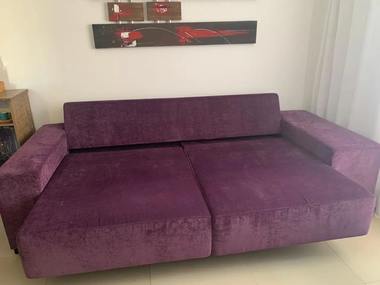 Sofá Retrátil 2,60m Grande e Confortável - Roxo - Foto 2