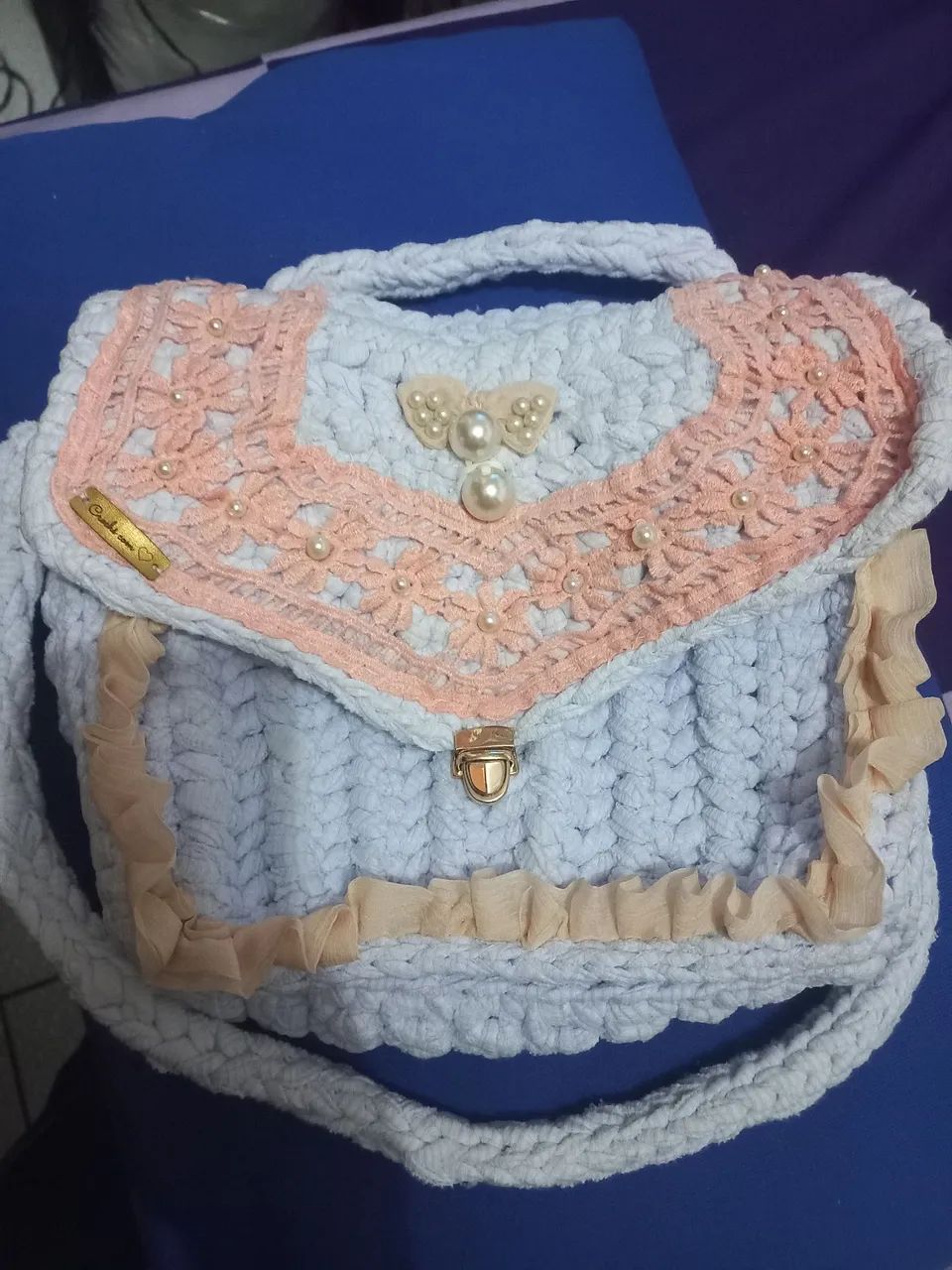 Bolsa de crochê fio de malha 