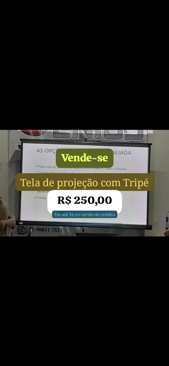 Tela de Projeção Retrátil com Tripé - Foto 3