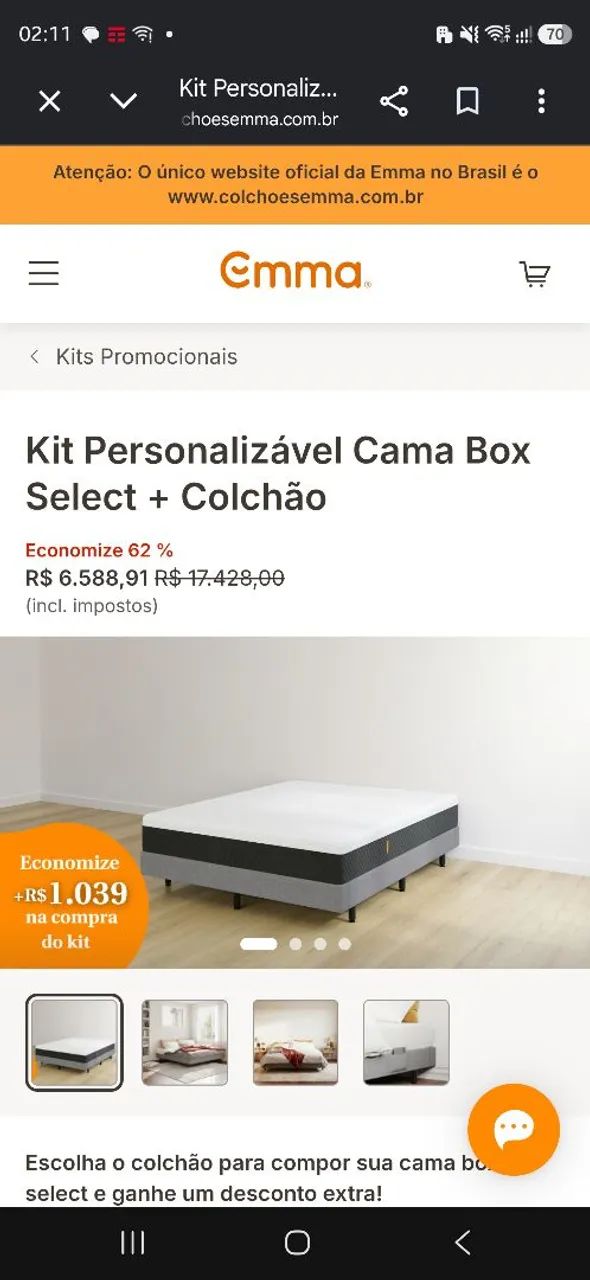 Cama Emma plus Hibrida com base baú seminova