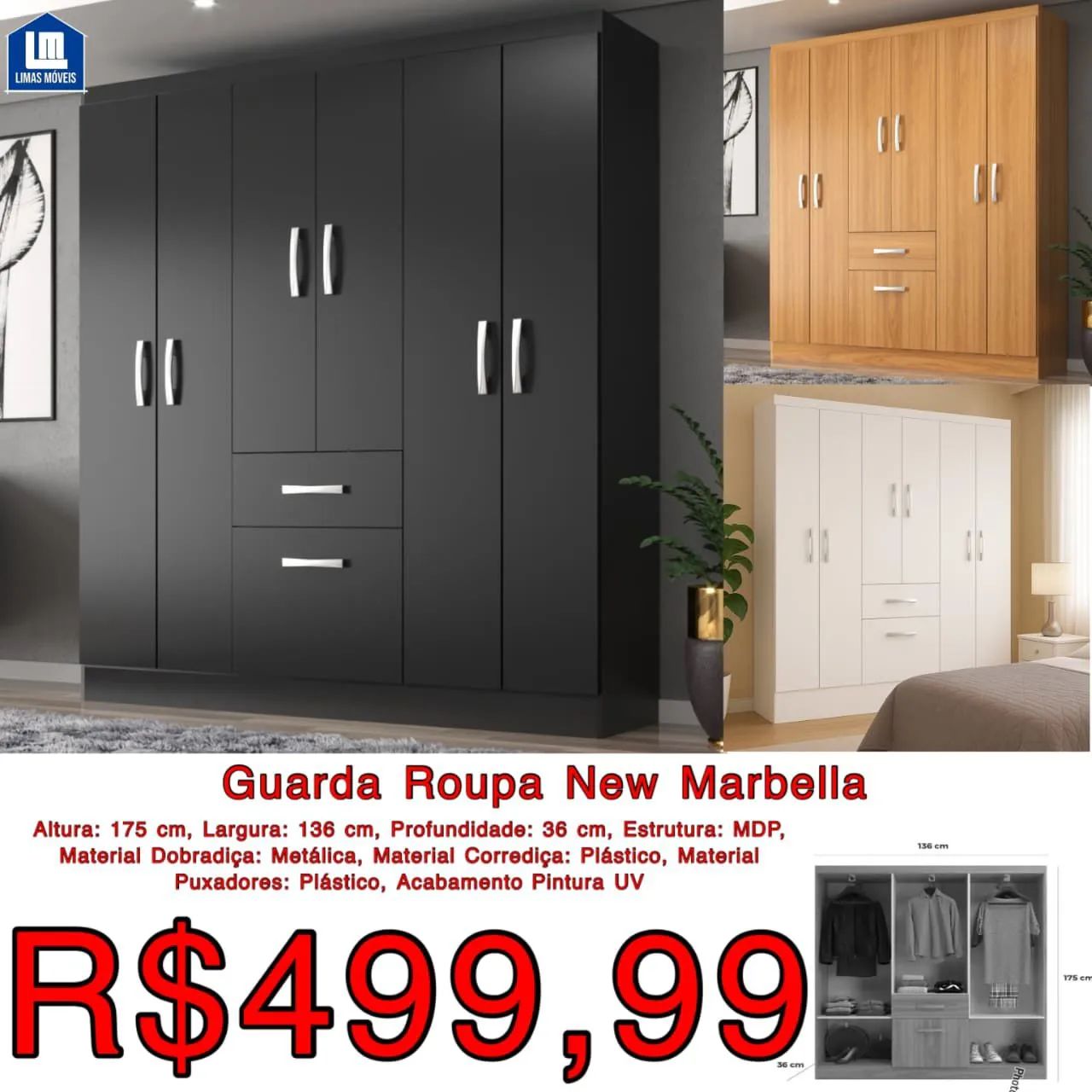 Guarda-Roupa a partir de R$499,99.