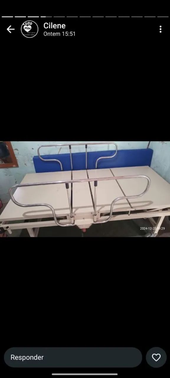 Cama Hospitalar Manual com Grades Laterais e Colchão - Foto 2
