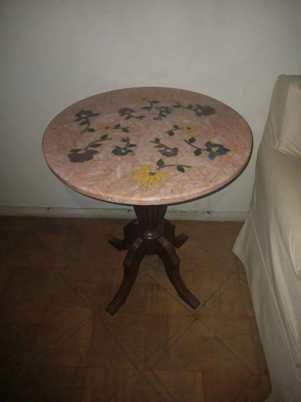 Mesa Redonda de Mármore Rosa Elegante - Foto 2