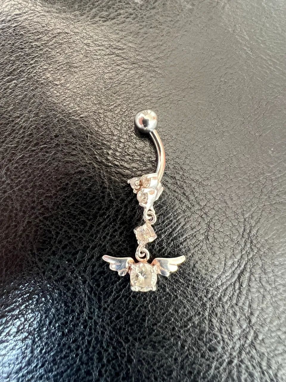 Piercing de umbigo em prata e zircônia com haste em aço cirúrgico  - Foto 2