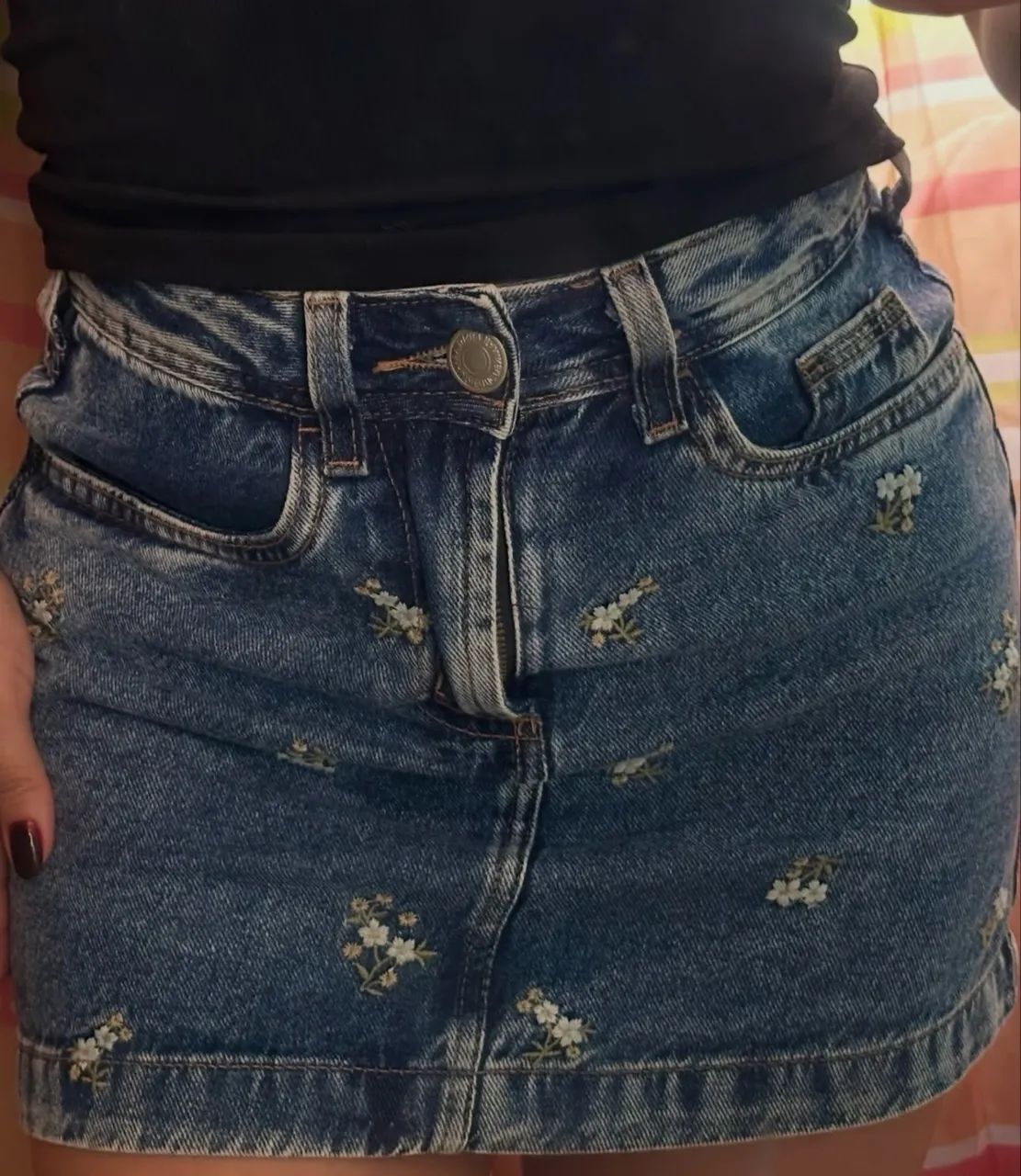 Saia Jeans C&A Bordada - Foto 3