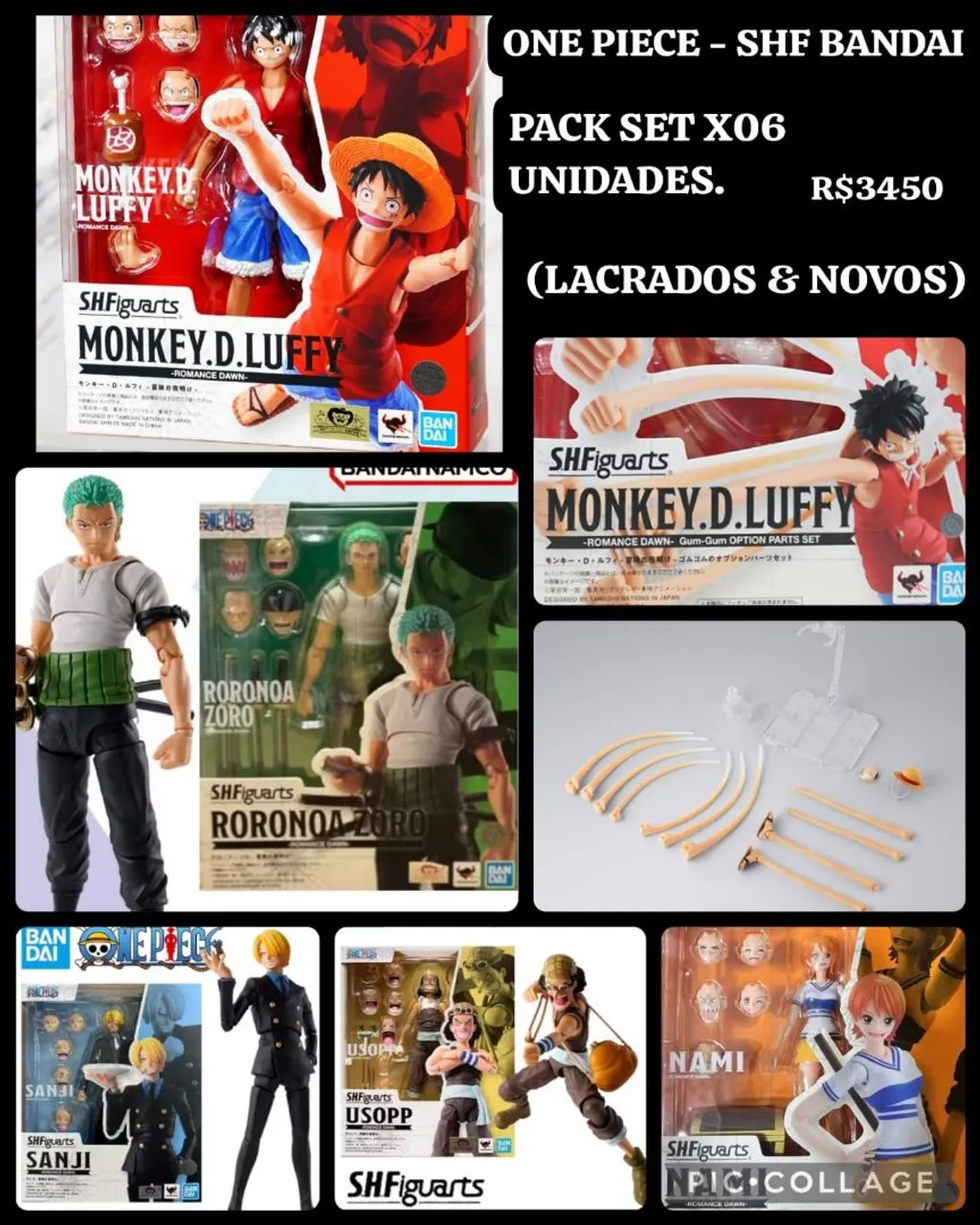 S.h.figuarts One Piece Bandai - PACK x05 - NOVOS - Hobbies e