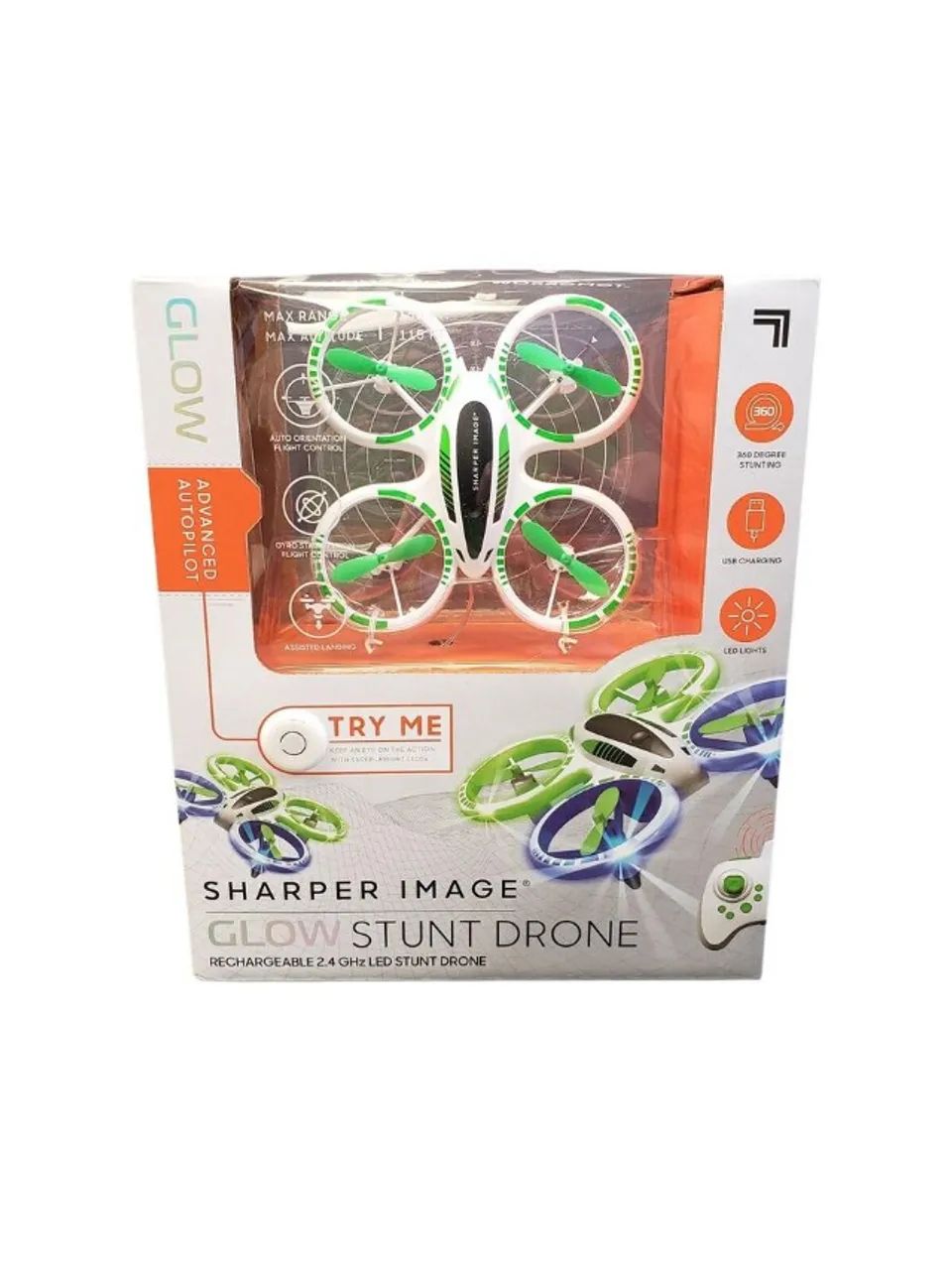 Drone Sharper Image Glow Stunt ORIGINAL Lacrado LED 360°