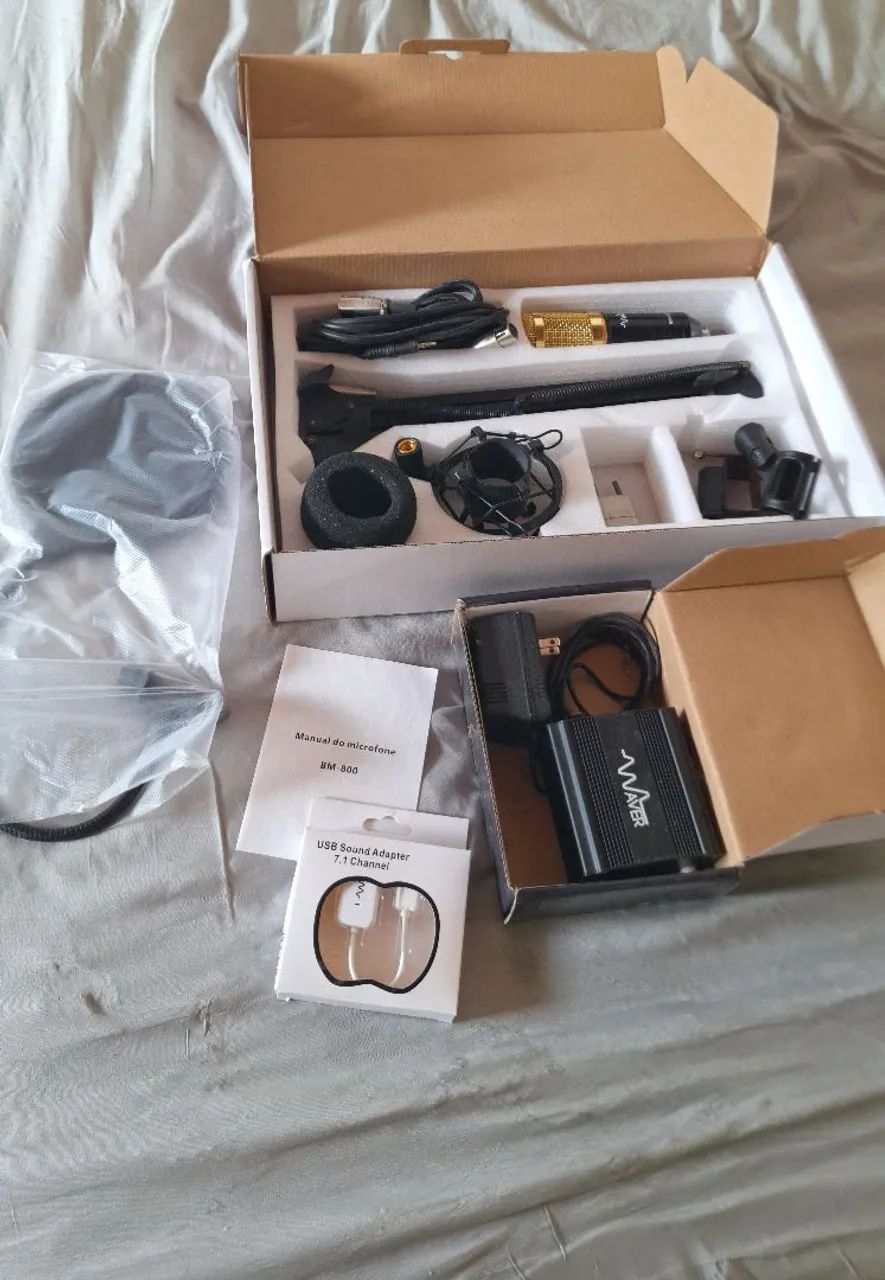 Microfone Condensador Waver BM800 XLR Dourado + Phantom Power 48v - Foto 3