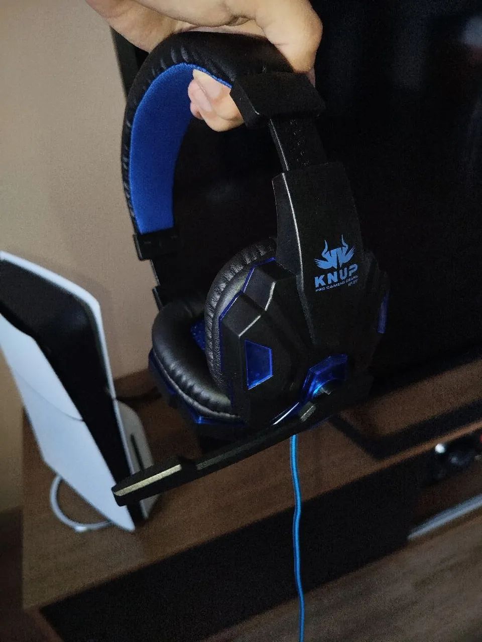Fone KNUP Gamer com LED e microfone 