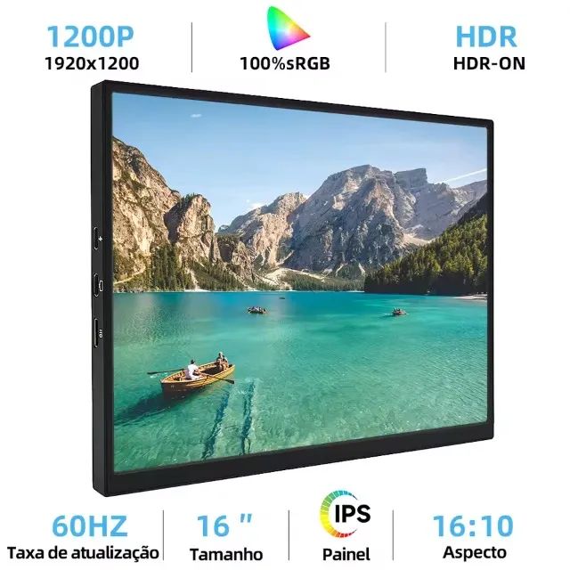 ZSUS Monitor Portátil 16 Polegadas 1200p 100% sRGB HD HDR IPS TFT
