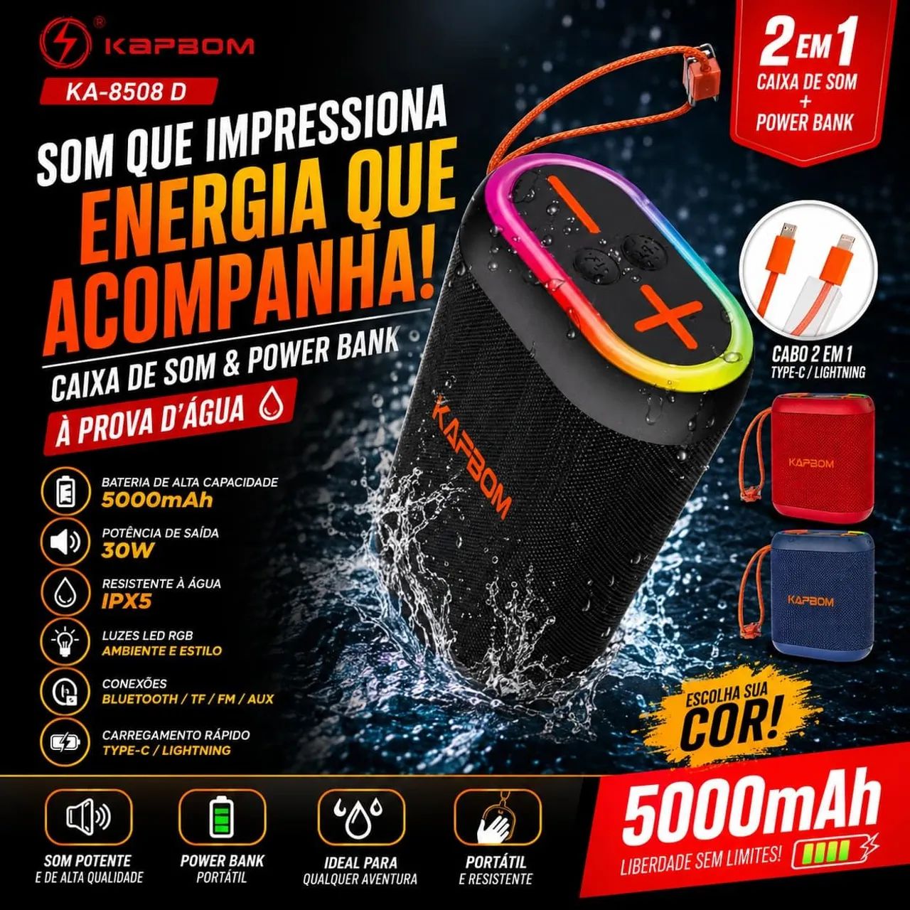 Caixa de som Portátil 2 em 1 - Foto 2