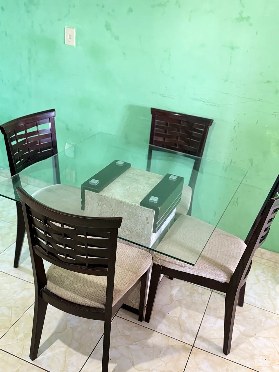 Mesa de vidro com bancada de mármore  - Foto 3