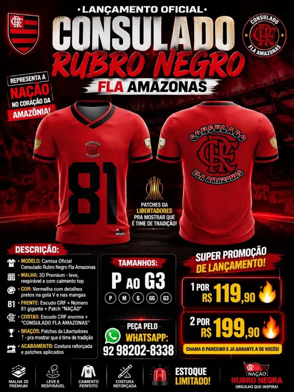CAMISA CONSULADO RUBRO NEGRO FLA AMAZONAS 