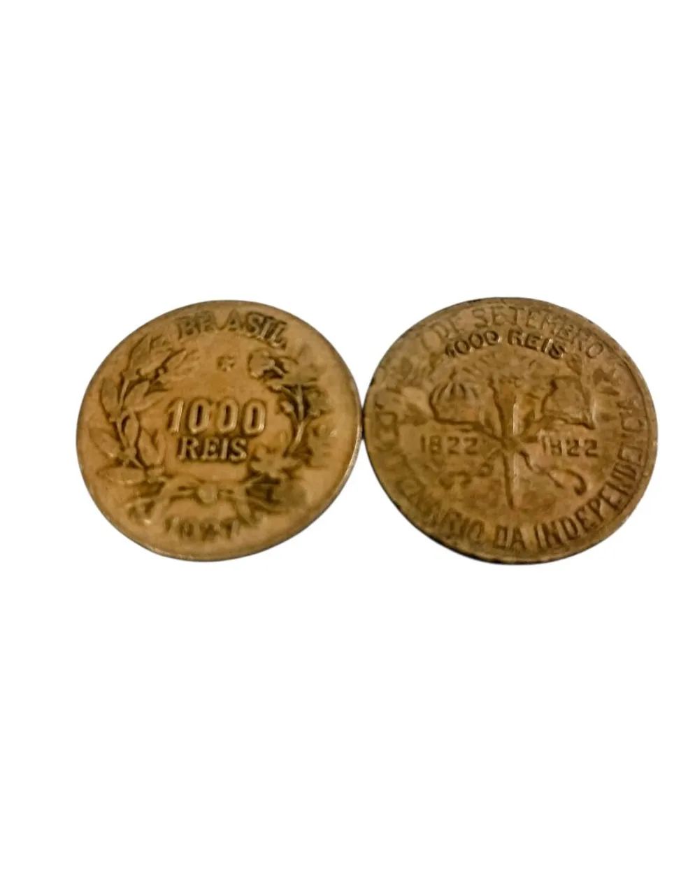 Duas moedas de 1000 réis de 1922 e 1927 - Foto 3