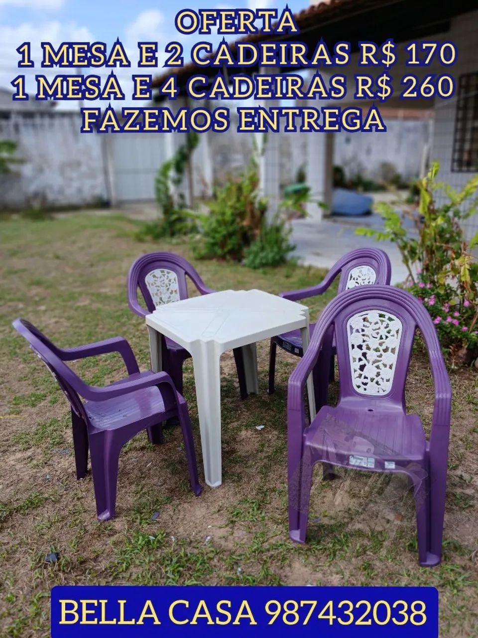 OFERTA CONJUNTO DE MESA E CADEIRA DE PLASTICO MDMDMD C COR DMDM L SMS LILAS