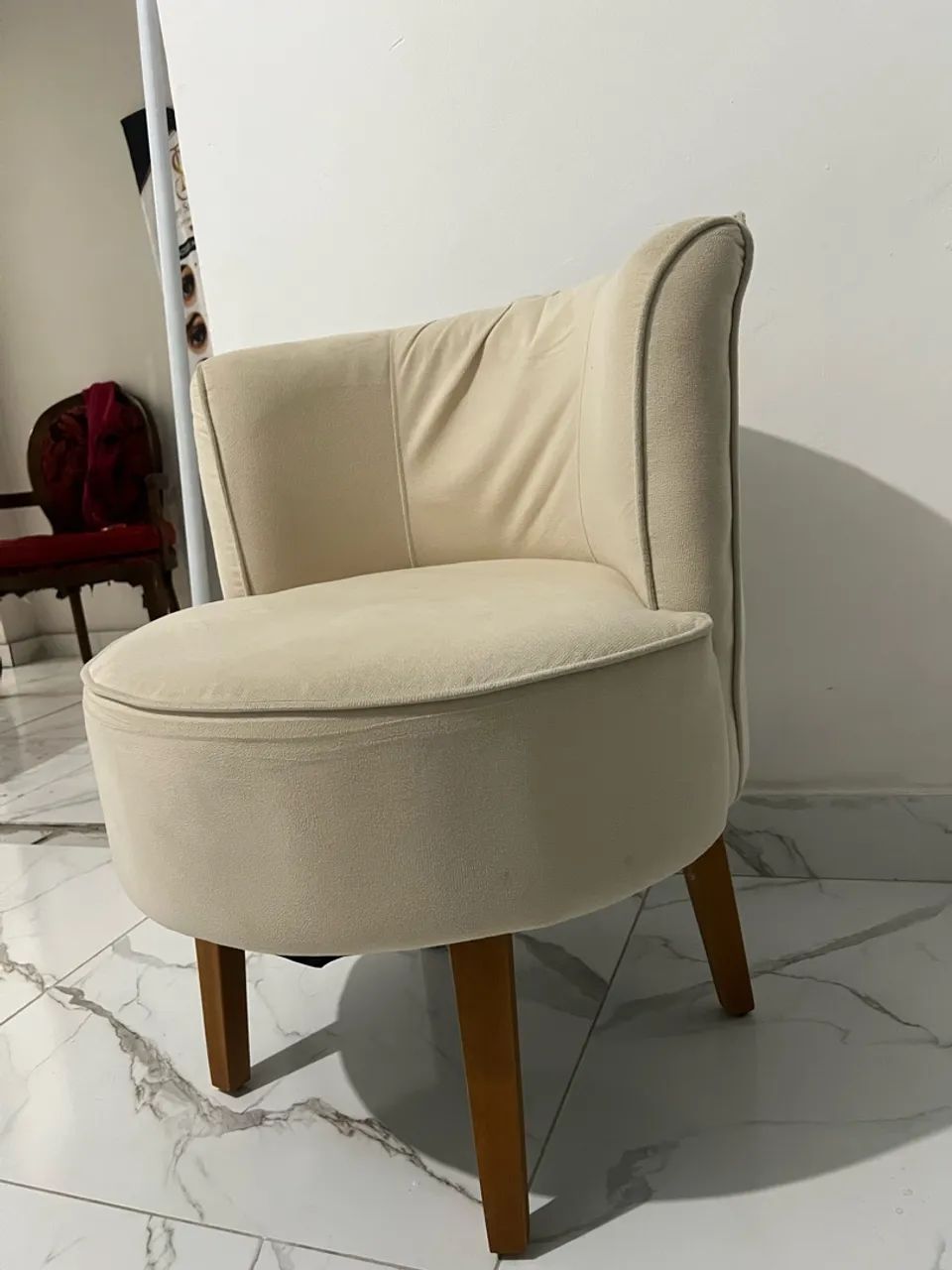 Poltrona cadeira orgânica suede bege  - Foto 2
