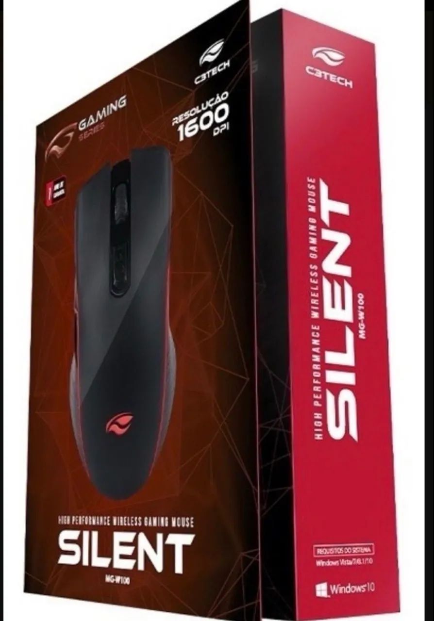 mouse gamer sem fio silent mg-w100bk c3 tech preto