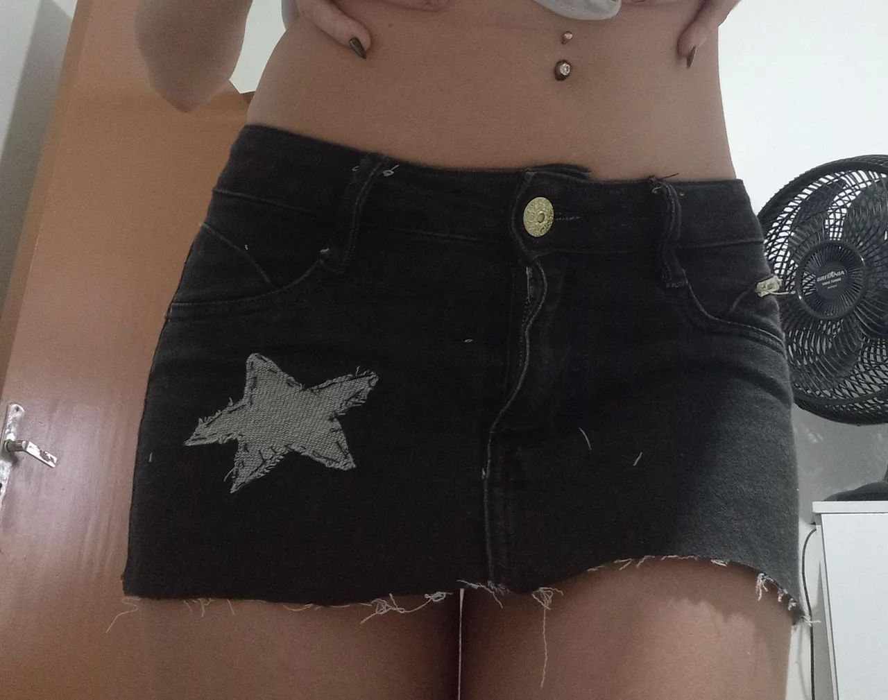 Mini saia love stars jeans