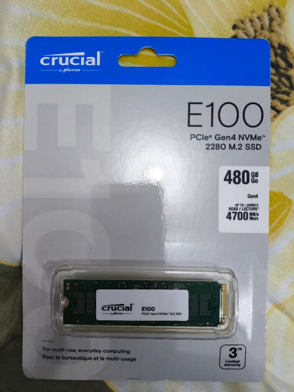 SSD NVMe M.2 480GB Crucial E100 Gen4 - Novo Lacrado - Foto 2