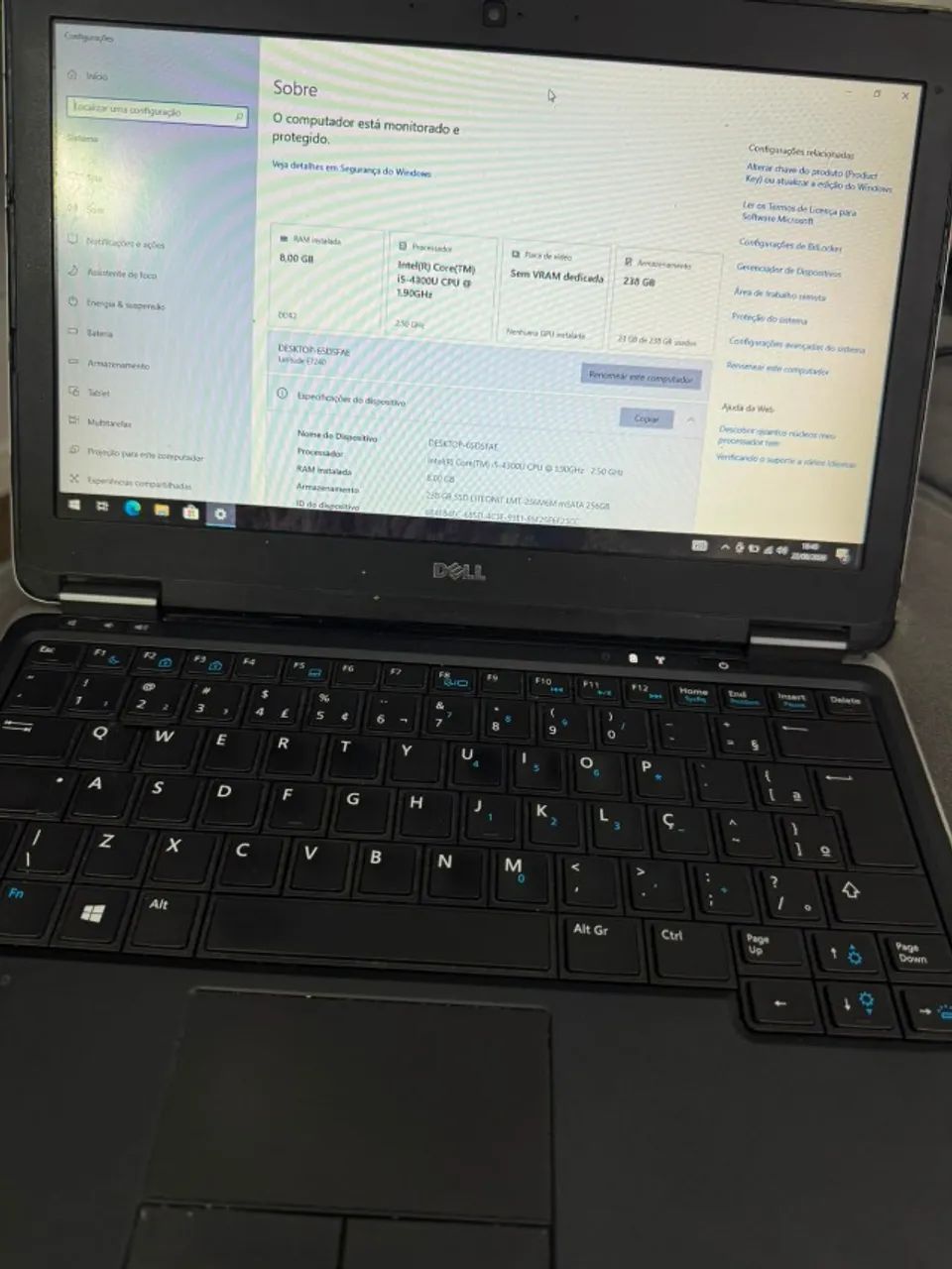 NOTEBOOK DELL LATITUDE E 7240 - 8GB RAM 240 GB SSD