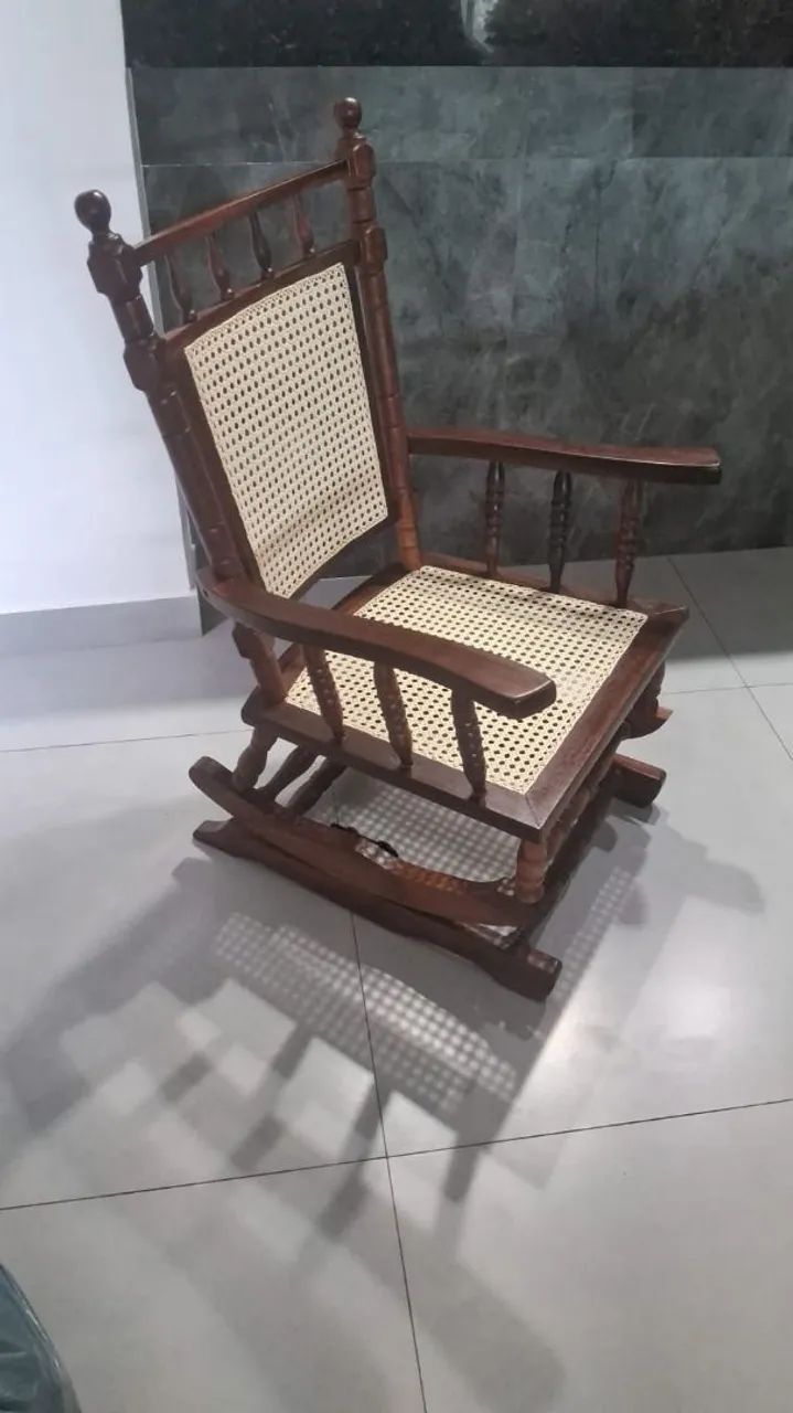 Cadeira de balanço de palhinha  - Foto 3