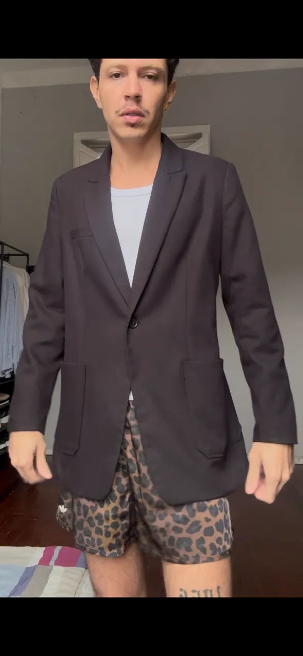 Blazer Animale Preto de Crepe - Foto 2