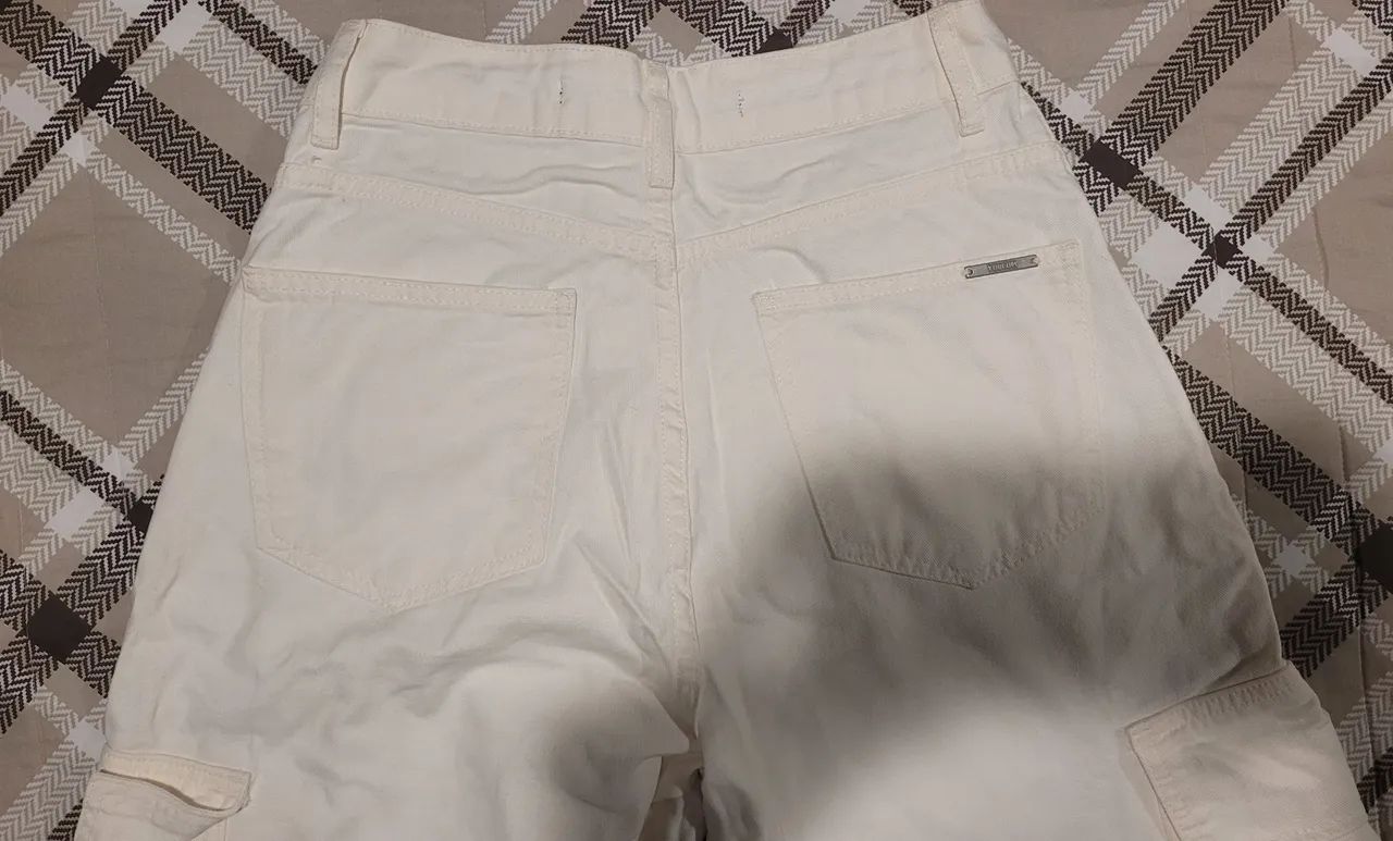 Calça cargo branca com bolsos laterais 38 Youcom - Foto 3