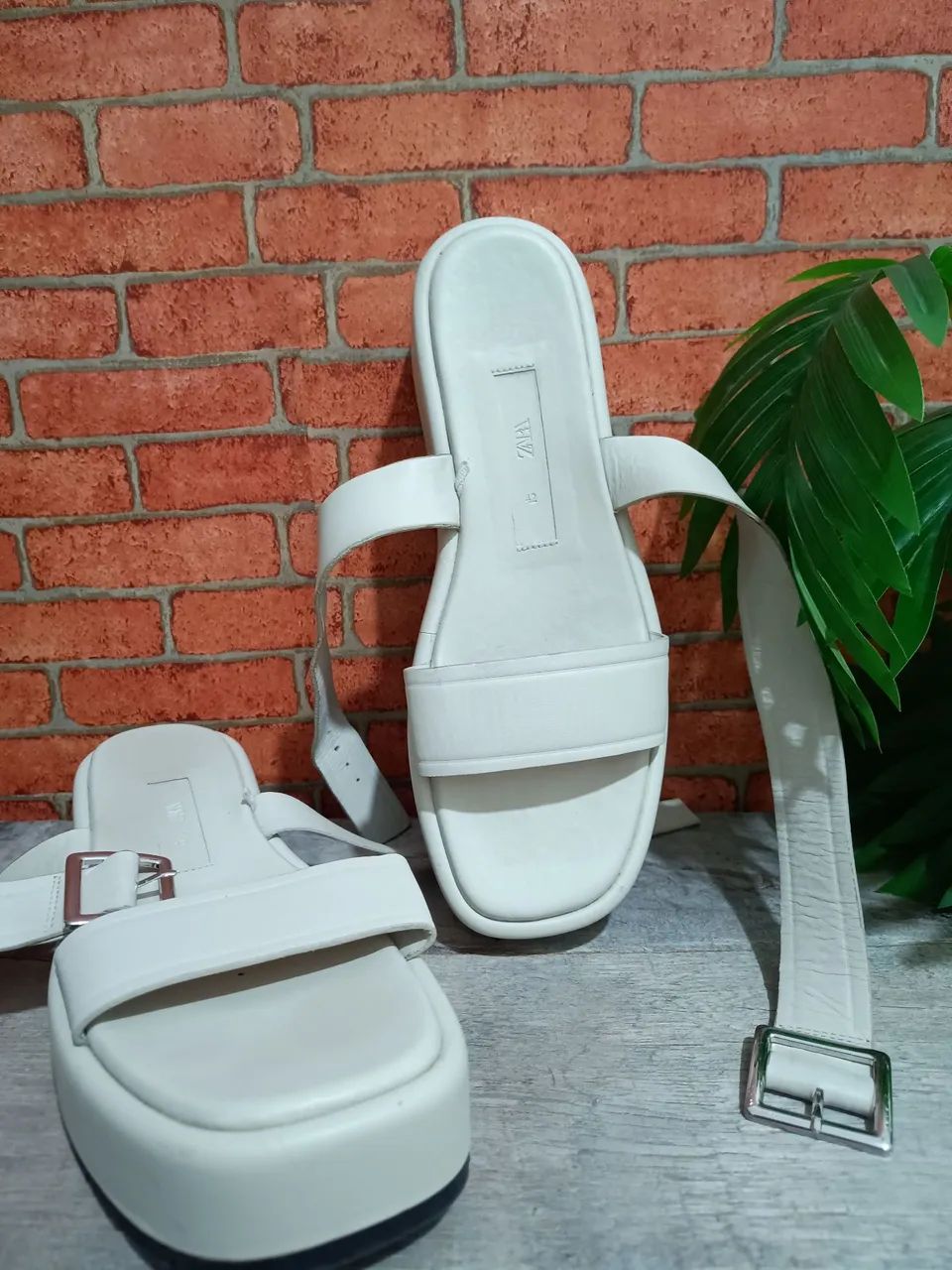 sandália flatform zara off-white 42 - Foto 4