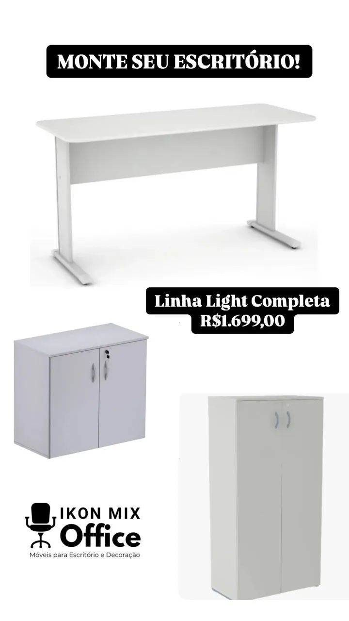 Conjunto MESA DE ESCRITORIO E ARMÁRIOS LOJA IKONOFFICE 