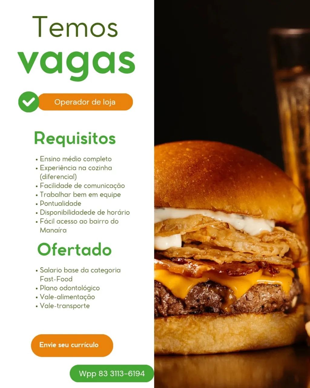 Vaga de operador de loja