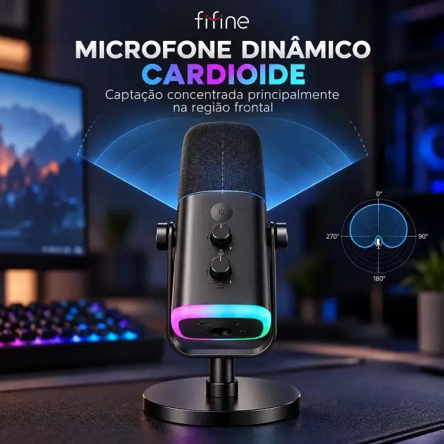 Microfone Fifine Usb/xlr Am8 Dinâmico Cardioide - Foto 4