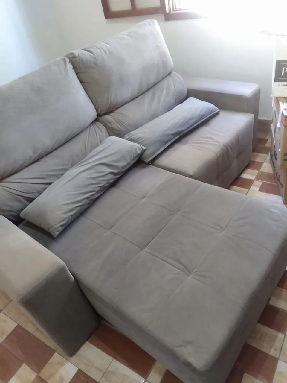 Sof á Retrátil 3 Lugares Suede  - Foto 2