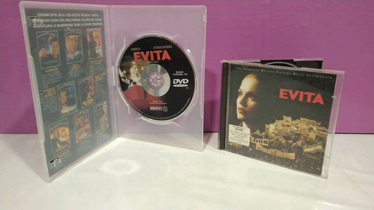 Dvd e Cd duplo musical Evita originais 