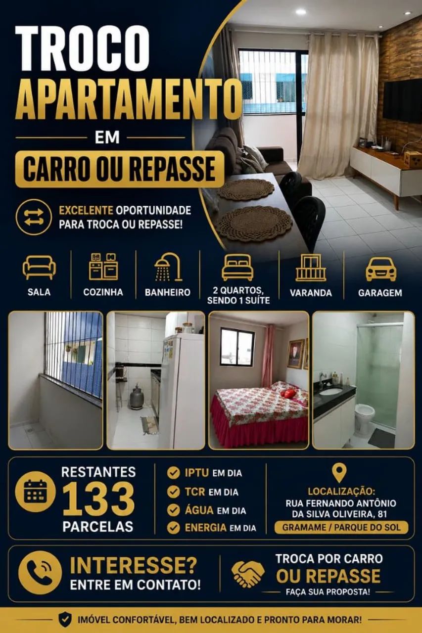 APARTAMENTO - ACEITO TROCA POR VEÍCULO<br>