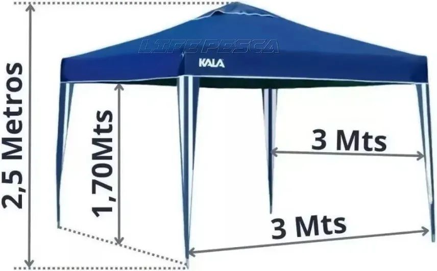 Tenda Barraca De Praia Gazebo Bitlar Azul 3x3 Sanfonada Com Bolsa De Transporte  - Foto 2