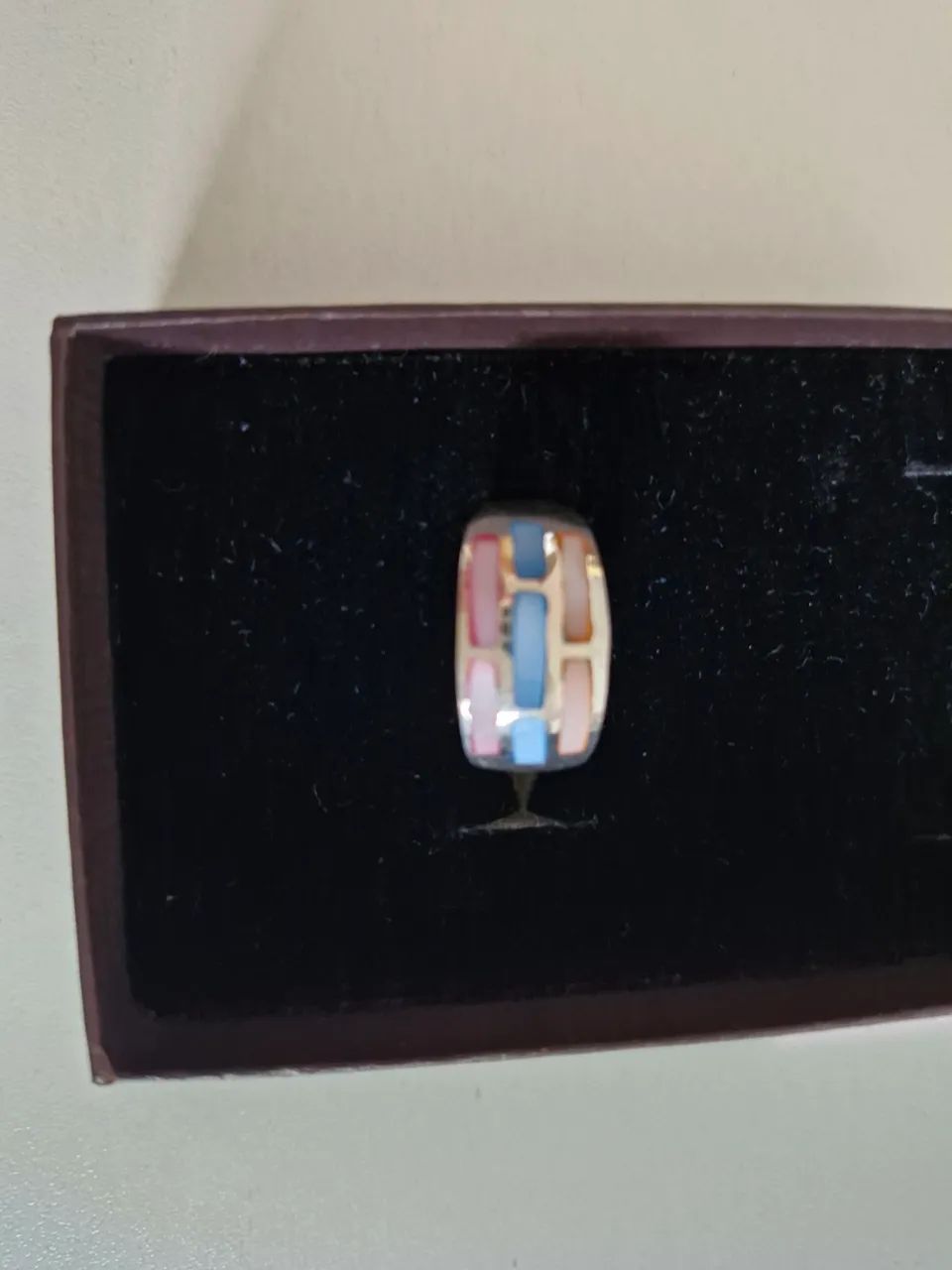 Anel prata legítima com abalone colorido aro 18 - Foto 3
