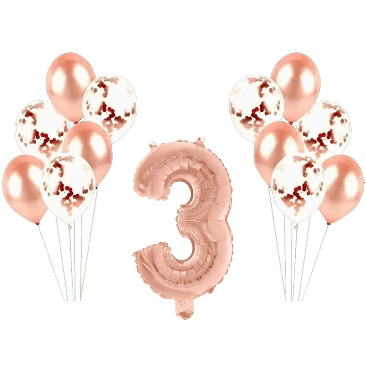 Balão número 3 - rose gold
